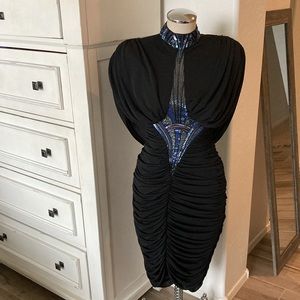 Vintage Casadei 4 draped sequin beaded 1980’s dress